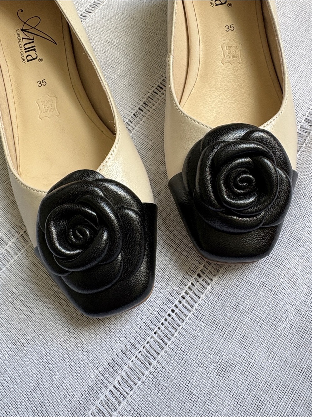 Azura NWOT Angelinite Pump With Black Rose Embellishment - Picture 3 of 11